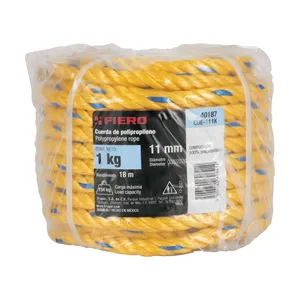 SCATOLA 6 kg di corda in polipropilene giallo da 11 mm, rotolo da 1 kg - Product Image 3
