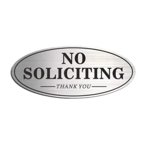 House Door No Soliciting Sign Metal, Self-Adhesive Modern Design Aluminum Signs for Office Home Business Company