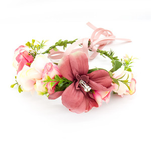Venta al por mayor <span class=keywords><strong>boda</strong></span> flor Niña Accesorios <span class=keywords><strong>para</strong></span> el cabello coronas florales diadema tela flor <span class=keywords><strong>cabeza</strong></span> <span class=keywords><strong>corona</strong></span> - Product Image 3