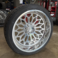 Velg Truk Tempa Custom Polished Deep Concave 22X12 24X14 28X16 30X16 dengan Floating Cap 8X165.1 8X170 8X180 untuk RAM 2500
