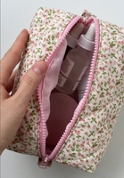 Motif floral personnalisé grande pochette zippée trousse de toilette et voyage femmes trousse cosmétique matelassé coton trousse de maquillage en gros