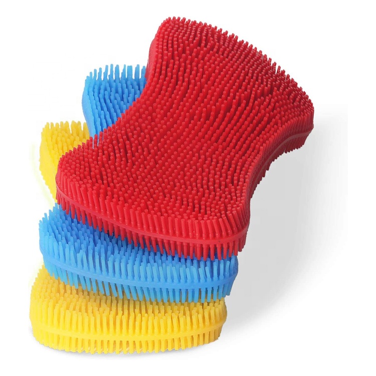 Силиконовая губка, щетка для мытья посуды, круглая губка для мытья посуды, двусторонняя силиконовая щетка, кухонные принадлежности