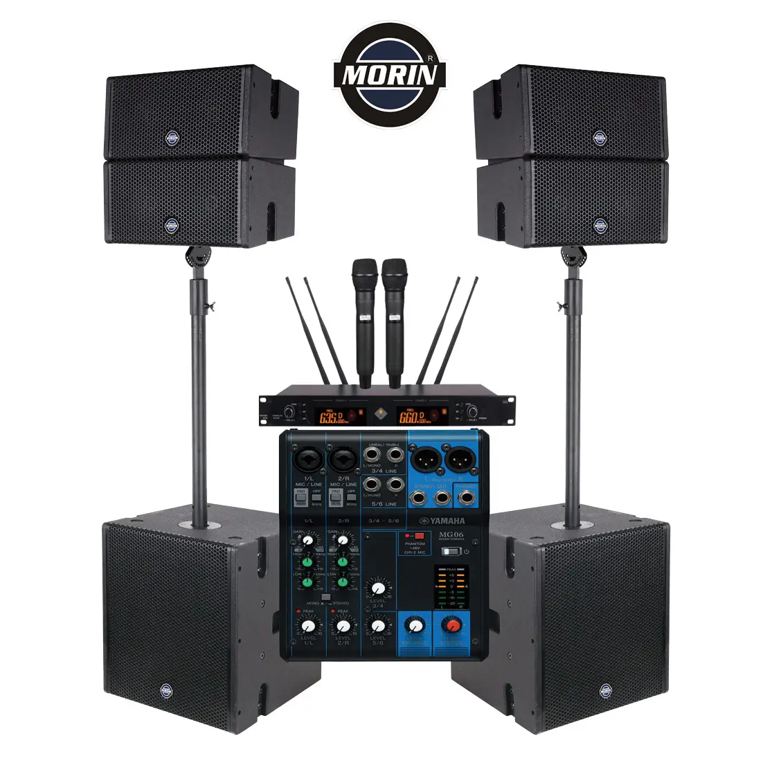 Sistem Line Array Mini Aktif Dobel 5 Inci + 12 Inci