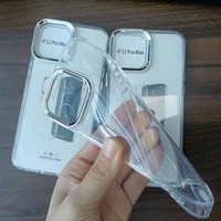 Coque transparente en TPU avec cercle métallique pour appareil photo pour iPhone 18 Pro 17 16 15 14 13 12 – Étui de protection de base pour téléphone portable