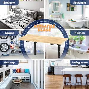 頑丈な壁に取り付けられた折りたたみワークベンチモダンな折りたたみ可能ワークテーブルデスクキッチンガレージオフィスサポートツール用550 lb - Product Image 4