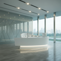 Bureau d'accueil Krion sur mesure de haute qualité, finition aspect pierre, toutes formes possibles pour hôtel, bureau, immeuble, hôpital, usage commercial