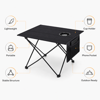 Table de camping pliante ultralégère, compacte et portable, avec plateau en tissu Oxford, pour la plage, la pêche, les pique-niques, avec porte-gobelets, mobilier d'extérieur