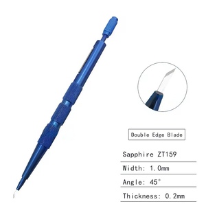 Oftálmico Manual Double Edge 1.0mm Keratome Faca com Straight Titanium Handle e Sapphire Blade - Product Image 3