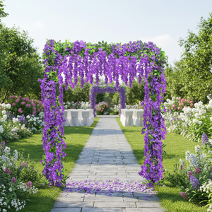 Guirnalda de Glicinia Artificial, Enredaderas Colgantes de Seda, Impermeables y Ligeras para Decoración del Hogar, Jardín, Arco de Boda, Graduación, Fiesta de Navidad - Product Image 5