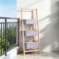 Panier à linge en bambou de qualité supérieure à 3 niveaux, organisateur de rangement pliable en tissu pour chambre, salle de bain et balcon