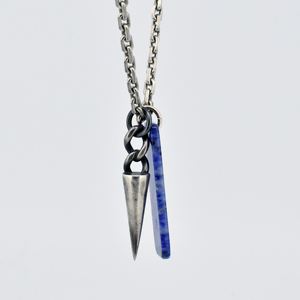 Rock Jewelry-bala <span class=keywords><strong>de</strong></span> <span class=keywords><strong>plata</strong></span> 925 con etiqueta <span class=keywords><strong>de</strong></span> lapislázuli azul, joyería Punk, chapado en negro antiguo, venta al por mayor - Product Image 4