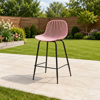 Tabouret de bar en polypropylène à dossier à lattes (PC-77)