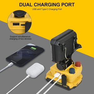 Projecteur portable rechargeable 18-21V 2400LM 20W pour camping, jardin, garage, entrepôt, travail extérieur WD-2000 Port - Product Image 4