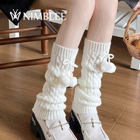 Nuevo diseño de invierno Cable tejer calcetines para botas calentadores de piernas inferiores negro blanco colores bola pequeña arco cadena decoración uso diario cuerpo puño