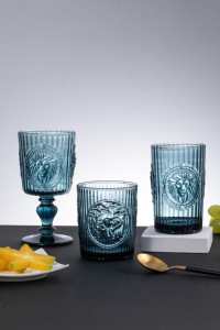 Vajilla de Vidrio Vintage Personalizada, con Relieve Retro, Color Sólido, Diseño de Cabeza de León, Apta para Alimentos, Apta para Lavavajillas, para Fiestas - Product Image 2