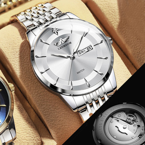 Reloj: Moda, Negocios, Deportes, Calendario de Doble Fecha, Resistente al Agua, Totalmente Automático, Caja Transparente con Bisagras Abiertas, Reloj de Pulsera - Product Image 4