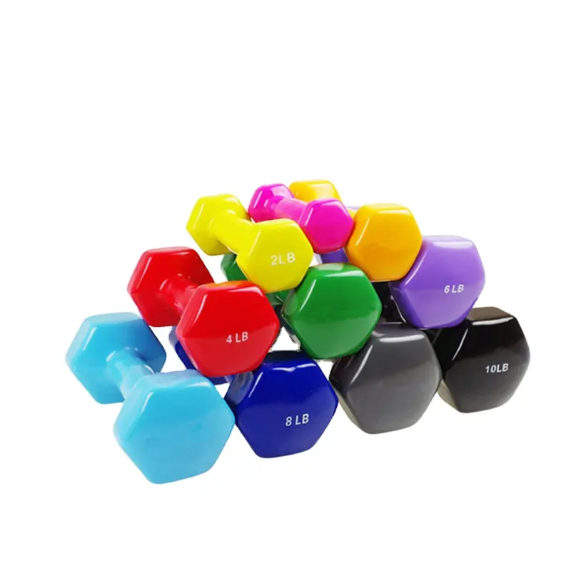 Wholesale Colorful Bodybuilding mini weight Hex Vinyl Dumbbell For Lady Aerobic Exercise