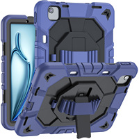 Coque 3-en-1 antichute en PC + silicone pour iPad Air 6/7/8 11 pouces avec support rotatif à 360 degrés et sangle de transport, fabriquée en Chine