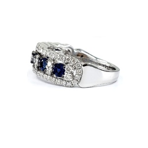 Grande offre de bijoux de fournisseur de haute qualité 14k bague de bande de saphir bleu royal de vrai diamant blanc solide en or pour des femmes - Product Image 2