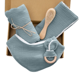 Bavoirs pour bébés 100% coton, 5 pièces, ensemble <span class=keywords><strong>de</strong></span> bavoirs pour bébés, anneaux <span class=keywords><strong>de</strong></span> <span class=keywords><strong>dentition</strong></span> en bois, douche pour enfants - Product Image 1
