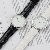 Jam tangan kuarsa dial besar, arloji tali kulit sederhana ultra-tipis