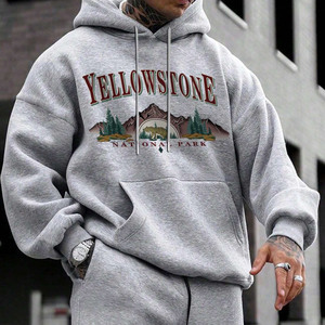 Sweat à capuche homme automne/hiver paysage oeuvre aventure en plein air montagne forêt tigre imprimé - Product Image 2