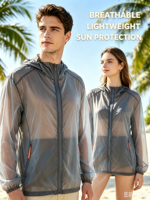 Veste à capuche pour homme, ultra-légère, perforée au laser, protection solaire, respirante, élastique, coupe-vent décontracté