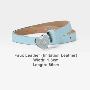 Cinturón Brillante para Niñas con Hebilla <span class=keywords><strong>de</strong></span> Corazón, Cinturón <span class=keywords><strong>de</strong></span> Cuero PU con Lentejuelas, Accesorio <span class=keywords><strong>de</strong></span> Moda para Ropa Infantil, Directo <span class=keywords><strong>de</strong></span> Fábrica - Product Image 3