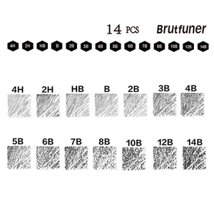 Ensemble de 14 crayons à dessin hexagonaux en bois de pin 4H 2H HB B 2B 3B 4B 5B 6B 7B 8B 10B 12B 14B <span class=keywords><strong>Brutfuner</strong></span> certifié EN71 - Product Image 5