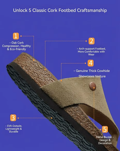 Mules et sabots de luxe personnalisés pour femmes, en daim, confortables, avec soutien de la voûte plantaire, en liège, à bout ouvert, de qualité supérieure - Product Image 3
