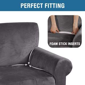 Housse de Canapé Magic 3 2 1 en Velours Moderne, Housse de Canapé 3 Places Live Fit for l Shape - Product Image 4