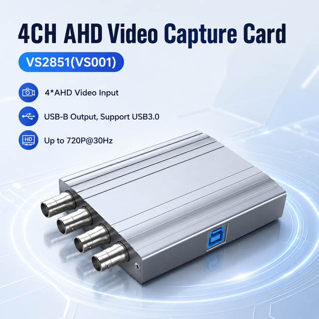 4CH AHD USB3.0 Video Capture Card 720P30 MJPEG MP4 Live Stream Driver Free for Laptop Analog CCTV Camera Recording