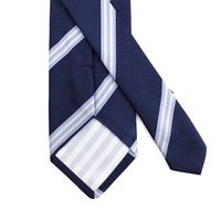 Cravate personnalisée avec logo, vente en gros Chine, en soie jacquard 100% tissée, à rayures et bordures en gros-grain, style vintage, pour homme