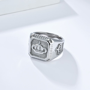 Anillo de Acero Inoxidable para Hombre, Diseño Geométrico, Joyería para el Dedo Índice, Regalo, Acero Dorado K-R997 - Product Image 3