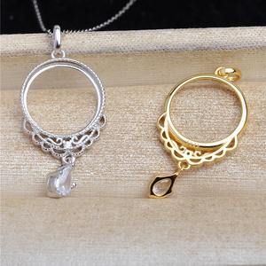 Composant de bijoux vide pour boucles d'oreilles rétro à pampilles, en argent S925, avec plateau Mabei pour perle de 14,6 mm - Product Image 1