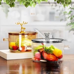Marmite de cuisson en verre borosilicate résistant à la chaleur avec couvercle, 1,5 L, compatible tous feux, casserole à soupe côtelée en verre, vente chaude usine - Product Image 5