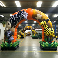 Zoo Cartoon Arco inflable Animales Logos Evento Branding Publicidad Arco inflable-Como leones, elefantes, monos
