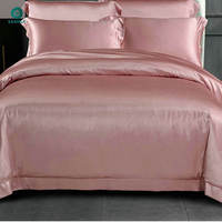 Parure de draps 4 pièces en soie de mûrier 100% pure, certifiée Oeko-TEX Grade A, tissée, 400 fils/cm², 25 Momme, literie en soie