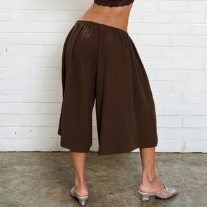 Pantalones Culottes Anchos de Estilo Urbano para Mujer, Estilo Y2K, Corte Holgado, Largo Midi, Tejidos, Básicos, Sólidos, Casuales - Product Image 5
