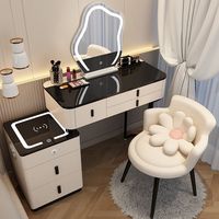 Table de toilette moderne minimaliste recommandée par les professionnels, style crème, petite armoire de chevet pour appartement, coiffeuse intégrée