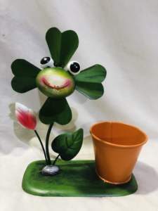 กระถางต้นไม้รูปกังหันลมโลหะสีเขียว งานฝีมือเคลือบสีฝุ่น ตกแต่งสวน ขนาด 38x14x43 ซม. - Product Image 6