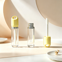 Tube de brillant à lèvres vide de 5,5 ml en gros, contenant transparent pour huile à lèvres avec bouchon à trou de suspension, grand applicateur, logo personnalisé