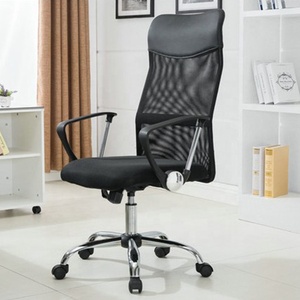 Chaise de <span class=keywords><strong>bureau</strong></span> ergonomique en maille de gros pour cadres, avec roulettes, entièrement noire, dossier grand et haut, pour personnes en surpoids - Product Image 4