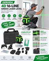 DERUIDA Niveau laser vert auto-nivelant 12 lignes, rotatif à 360 degrés, avec support de plateforme élévatrice et kit d'accessoires