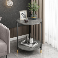 Table Basse Rock pour Salon, Maison – Table d'Appoint de Canapé Simple, Moderne, Luxe Léger, Petite Table Ronde