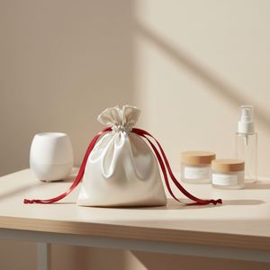 Wholesale GOLD PACKAGING Soft Custom Elegant Satin Pouch <b>Bags</b> With Ribbon for Gift - Product Image 3