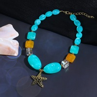 Collier Bohème en Perles de Résine, Bijoux Fantaisie, Pendentifs et Breloques, Collier Perlé, Bijoux d'Été pour Femme