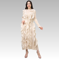 Robe longue plissée avec détail à volants, robe élégante et modeste pour femmes, robe de soirée maxi, design unique, robes de cérémonie