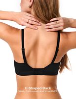 Soutien-gorge sans armatures en polyamide et élasthanne à col en V pour femme, bralette push-up sans couture avec fermeture à deux crochets, couleur unie, confortable pour le quotidien