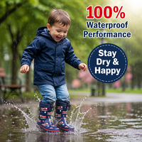 Bottes de pluie en caoutchouc pour enfants avec logo personnalisé, cordon de serrage, chaussures imperméables pour enfants, imprimé camion de pompiers, fabrication OEM ODM, vente en gros